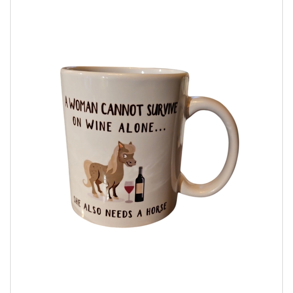 Cream Horse and Wine Mug Pre-owned Condition